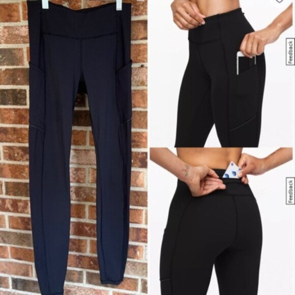 Lululemon  ^ Speed Up leggings Women Two Long Pockets Black Pants Size 4 EUC